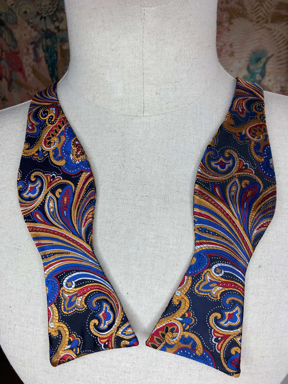 Blue Red & Gold Paisley Self-Tie Bow Tie
